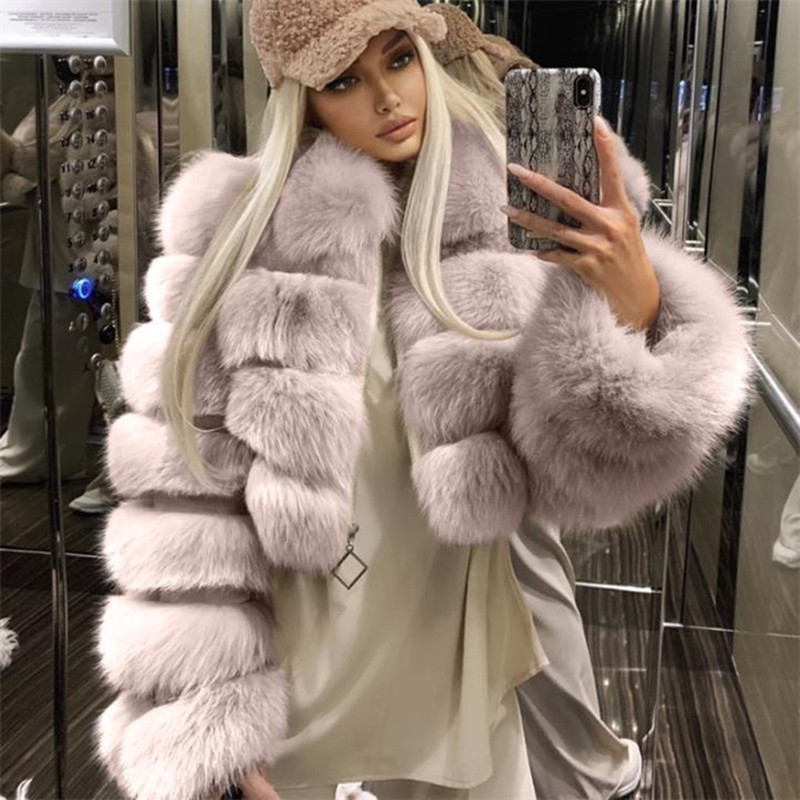 European and American style women's short-sleeved faux fur coat, warm and stylish for autumn and winter.