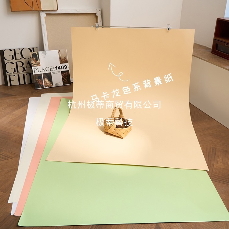 马卡龙色系专业摄影背景纸拍照道具静物产品拍摄背景纯色卡纸白黑