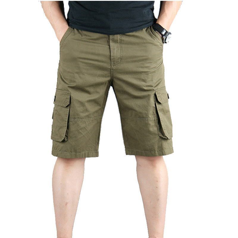 Verano nuevo multi-Bolsillo pantalones cortos de ropa de trabajo casual de los hombres sueltos pantalones cortos de algodón de los hombres quinto pantalones de moda