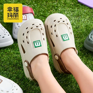 Детские модные тапочки в стиле Crocs нескользящие мюли мужские тапочки пляжная обувь