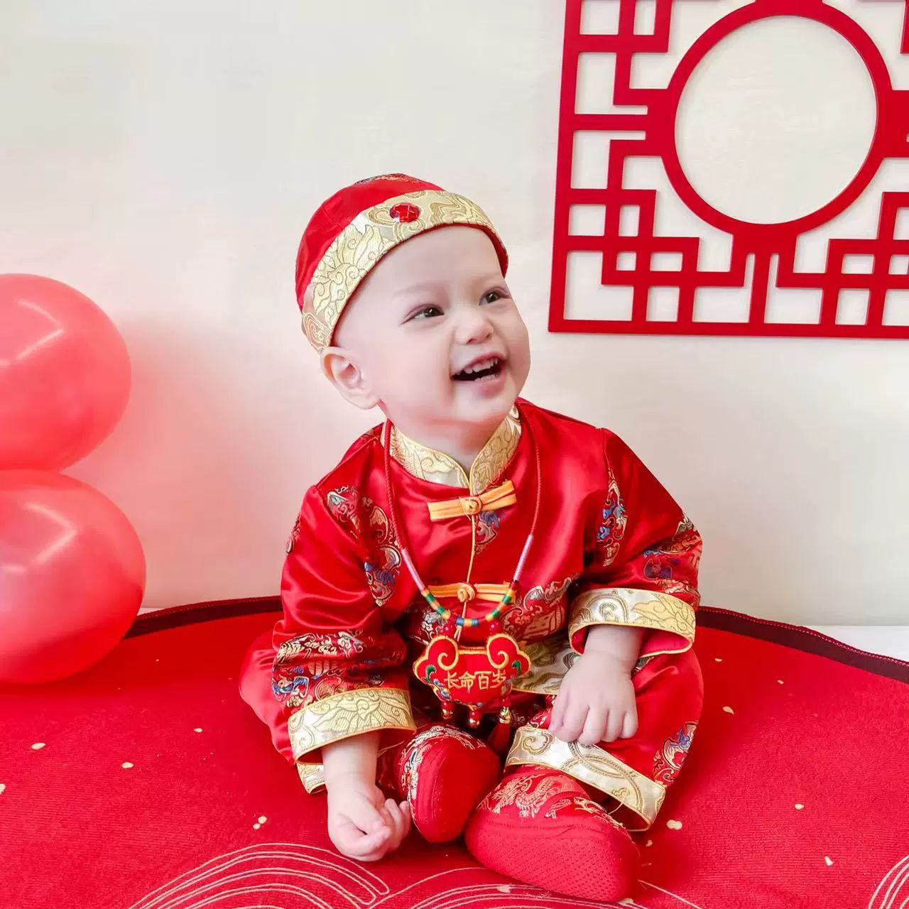 23 Весенне-осенний Новый Детский костюм Тан для мальчиков и девочек, еженедельный костюм для ловли, китайское праздничное ретро платье на день рождения, Столетнее старое платье