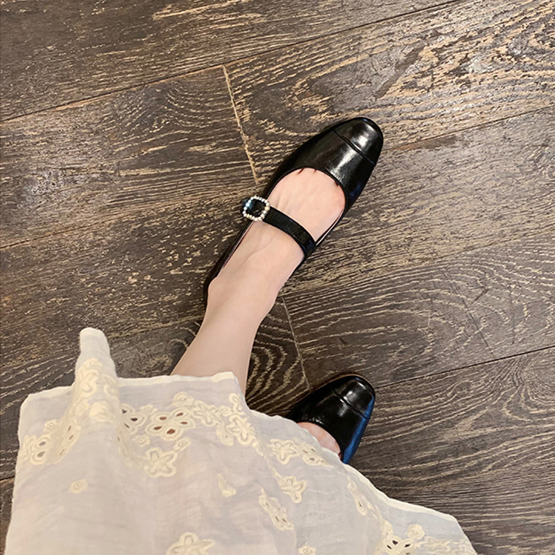 Mary Jane zapatos de las mujeres de Chanel estilo de moda a juego de colores retro artístico punta redonda boca baja suave inferior suave francés zapatos planos