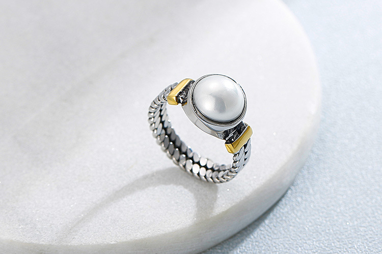 6g Weight Shell Inlay Material Festival Occasion 304 Stainless Steel Material Geometric Pattern Unisex Gender Fashion Style Plating, Inlay Craft Silver Color Kalen New Accessories Sources Europe And America Creative Retro Textured Men And Women Available Titanium Steel Pearl Ring 6