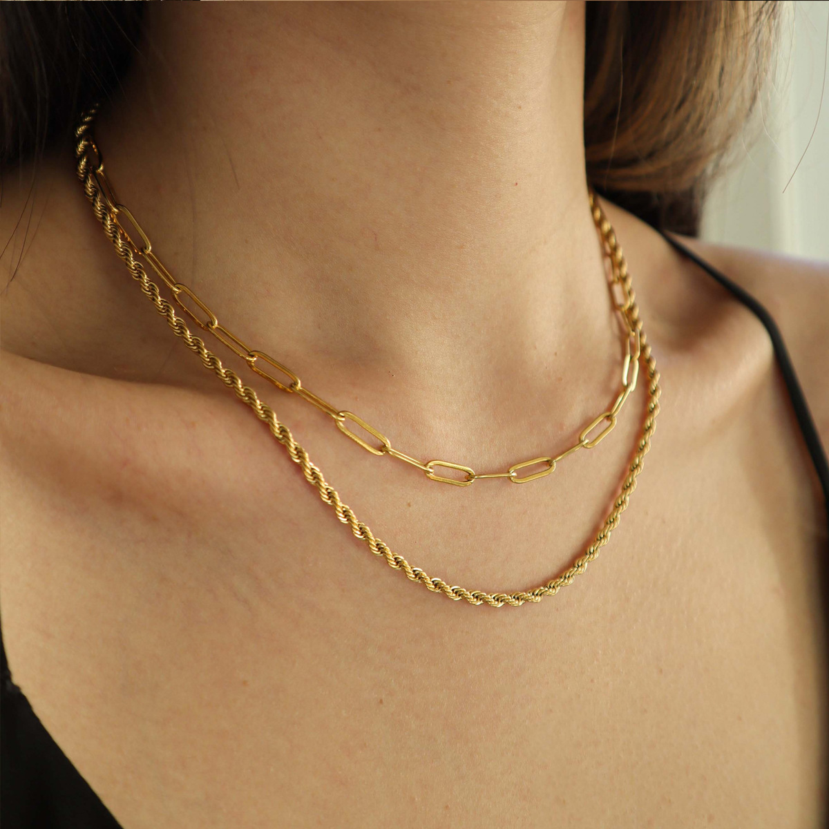 Wholesale Jewelry Simple Style Geometric Solid Color Titanium Steel Chain Necklace display picture 6