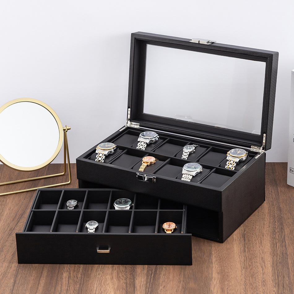 Caja Organizadora de Relojes, Joyas y Lentes de Madera para Almacenamiento y Exhibición