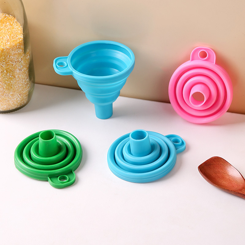 Embudo mini telescópico plegable de silicona doméstica fuga de aceite de cocina pequeño embudo de líquido conveniente y práctico resistente a altas temperaturas