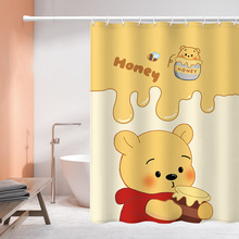 草莓熊冬季洗澡浴罩加厚防水浴帘淋浴房厕所隔断维尼小熊卧室拉帘