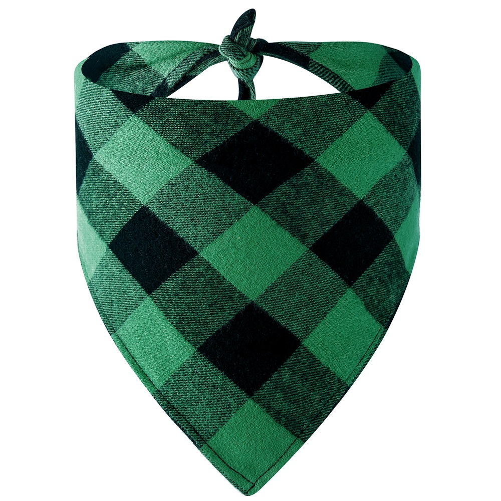 Nuevas mascotas de Navidad de algodón rojo negro verde negro cuadrado toallas de saliva perros de una sola capa cuadrada toallas bufandas triangulares