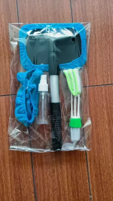 Car Window Brush Set, Car cleaning tools - 1-set-square-plate-telescopic-rod-2-cloth-covers-spray-bottle-detail-brush