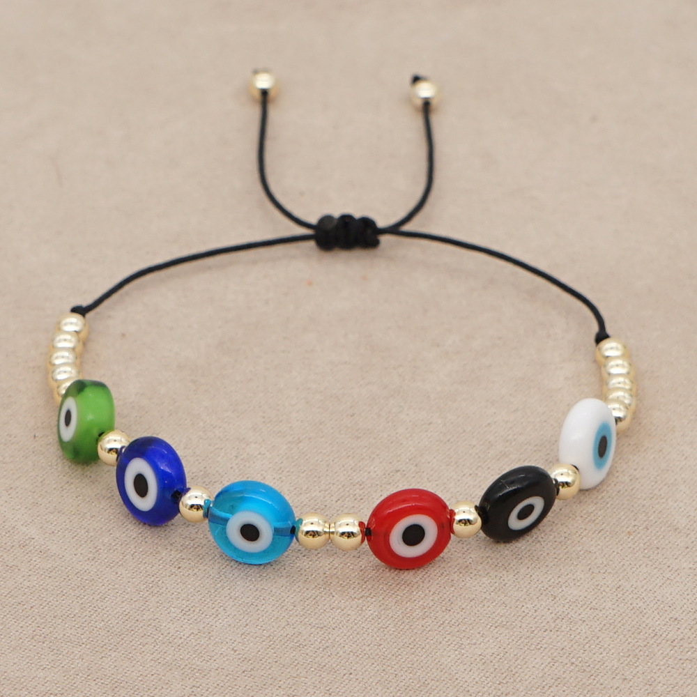 Fashion Acrylic Gold Beads Multicolor Glass Eye Bracelet display picture 5