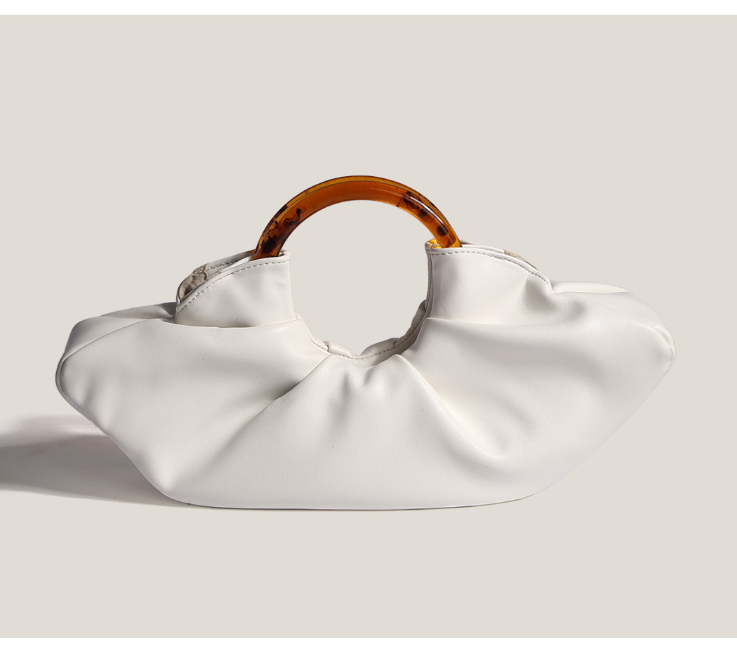 390g Weight Magnetic Buckle Closure Type Ring Handle Strap Type Handbag Bags Type Casual, Daily, Shopping Occasion Pu Leather Material Solid Color Pattern All Seasons Season Women's Gender Classic Style Style Cloud Shape Shape Women's Pu Leather Solid Color Classic Style Cloud Shape Magnetic Buckle Handbag 8