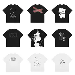 MM6 Couple's Printed 2023 Short Sleeve Unisex Number T-Shirt New Summer High Street Cotton Letter Print In Stock