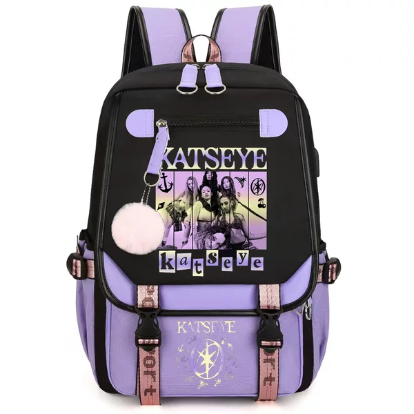 Katseye Music Korean Girl Group Printed School Bag Backpack for Primary and Secondary School Students, Best-Selling on Amazon 60627
