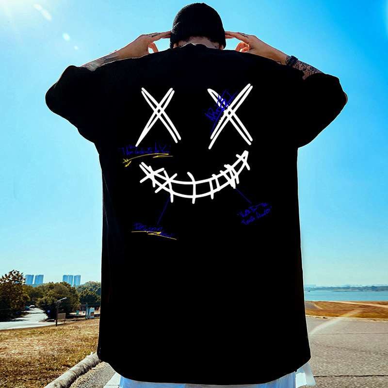 2023 nueva camiseta americana de manga corta para hombres y mujeres de media manga impresa cuello redondo versátil hip hop suelta más tamaño Top moda