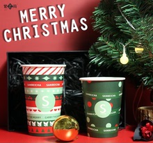 聖誕節紙杯加厚一次性咖啡奶茶豆漿熱飲杯子外帶打包紙杯帶蓋
