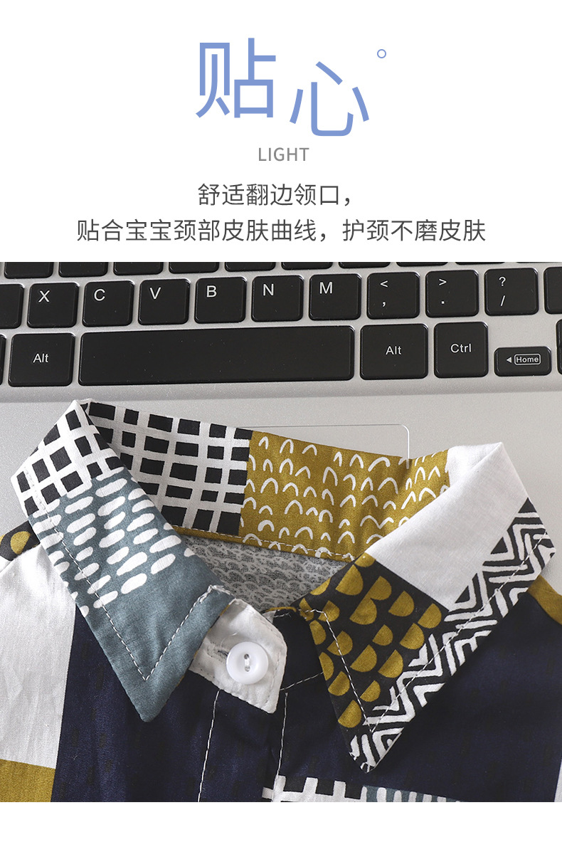 热带印花长袖女装衬衫跨境韩版JK风详情5