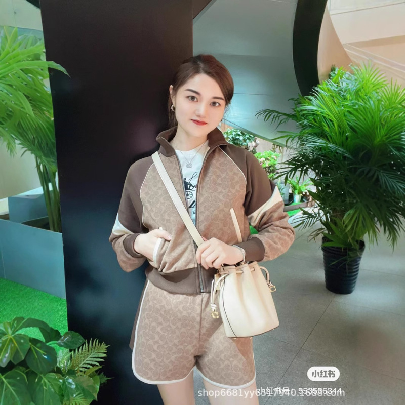 2024 ch family autumn and winter new old flower full print stitching casual Joker ladies zipper jacket coat