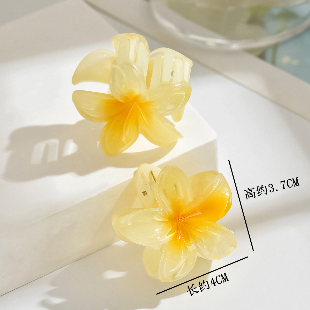 Galvanizado oro y plata huevo flor flor abrazadera de cabello color mediano agarrar abrazadera de cabello medio agarrar abrazadera de cabello de plástico 4cm