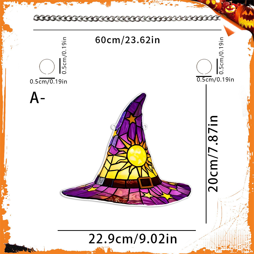 Transfronterizo Halloween bruja calabaza sombrero 2D acrílico disco colgante decoración navideña ventanas porche colgante listado