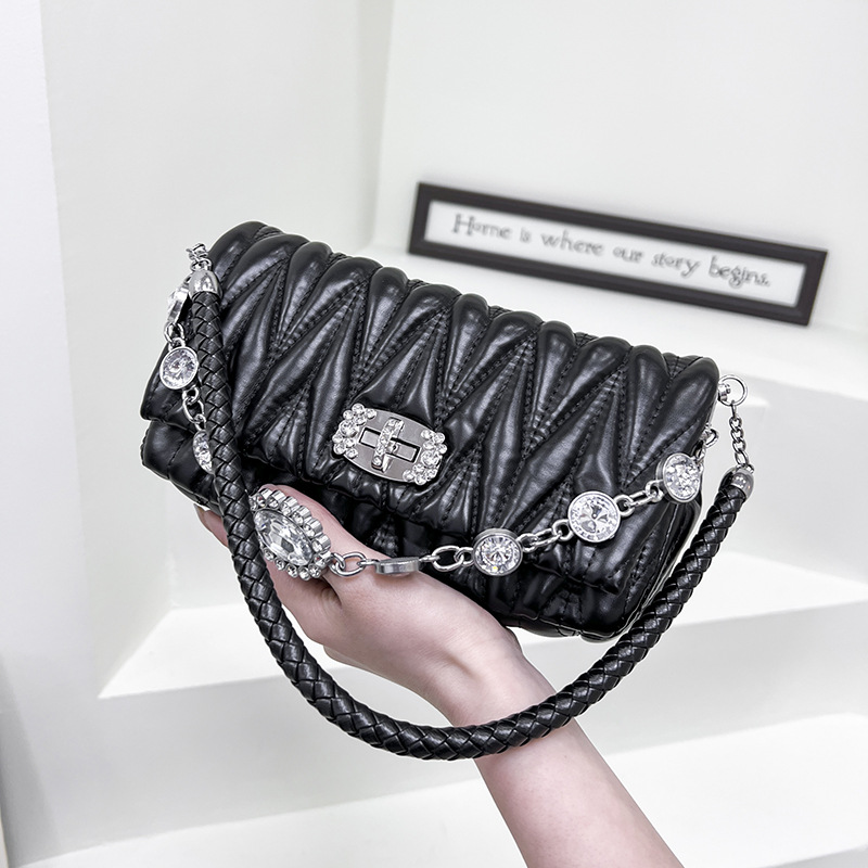 New Full Diamond Chain Fashion Versatile temperament Trendy High quality Small Fragrant Wind Cloud Duo Pleated Single_voghion.com