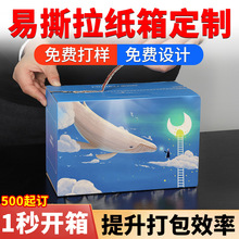 【工厂定制】彩色拉链手撕小彩箱易撕纸箱包装盒彩色印刷批发