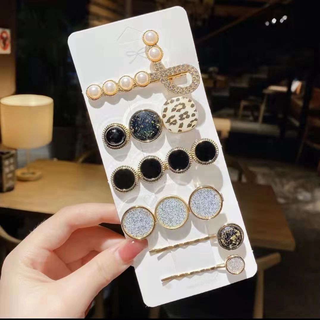 韓版水鑽珍珠頭飾側邊髮夾劉海夾少女新款邊夾一字夾簡約網紅髮卡