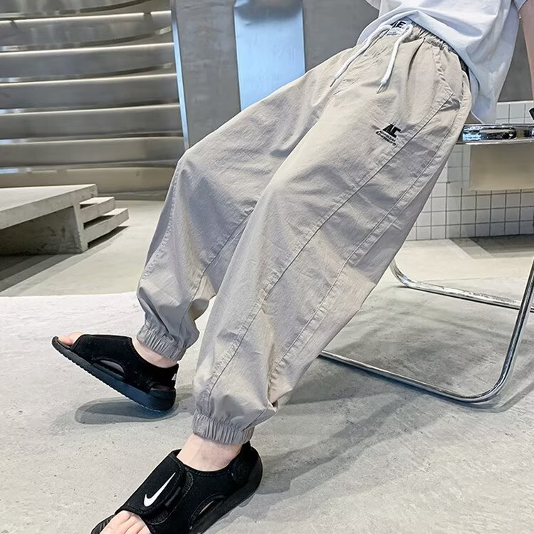 Boys' Spring and Summer Thin Cotton Pants 2024 New Stitching Embroidered Crane Pants Korean-style Trousers for Boys Boys' Spring and Summer Thin Cotton Pants 2024 New Stitching Embroidered Crane Pants Korean-style Trousers for Boys