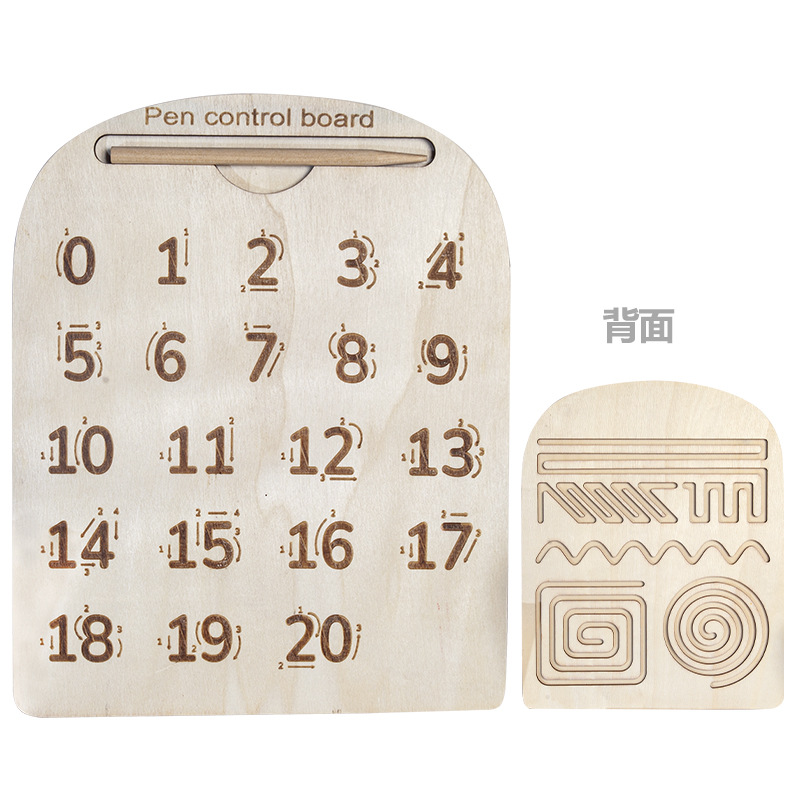 Juguetes de rompecabezas infantiles transfronterizos letras inglesas de madera de doble cara ranura tablero de entrenamiento de caracteres de educación temprana de control de bolígrafo de Monchi