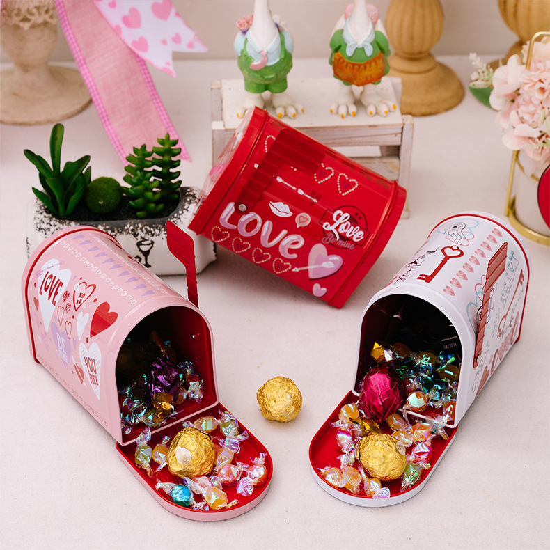 Letter, Heart Shape, Mailbox Pattern Valentine'S Day Cute Romantic Letter Heart Shape Mailbox Tinplate Holiday Date Decorative Props