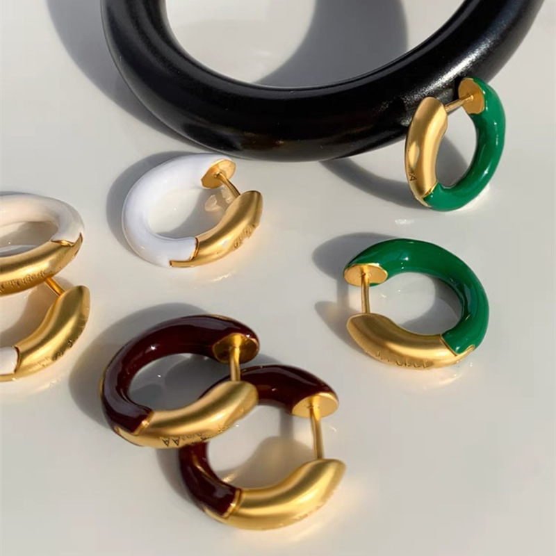 Fashion U Shape Copper Enamel Earrings 1 Pair