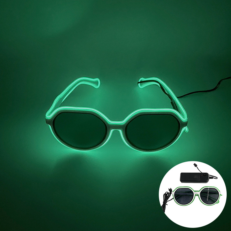 Gafas luminosas LED Barra KTV Equipo nocturno Gafas EL Gafas luminosas Oval Retro Moda Tinta Espejo