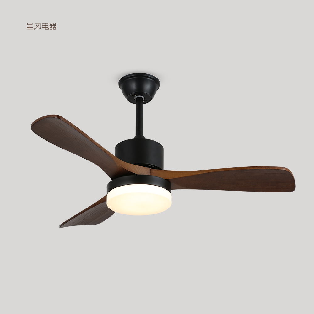 Solid Wood Fan Lamp Variable Frequency Ceiling Fan Lamp Living Room Dining Room Bedroom Nordic Fan Lighting Integrated Lamp Fan Lamp Cross-Border