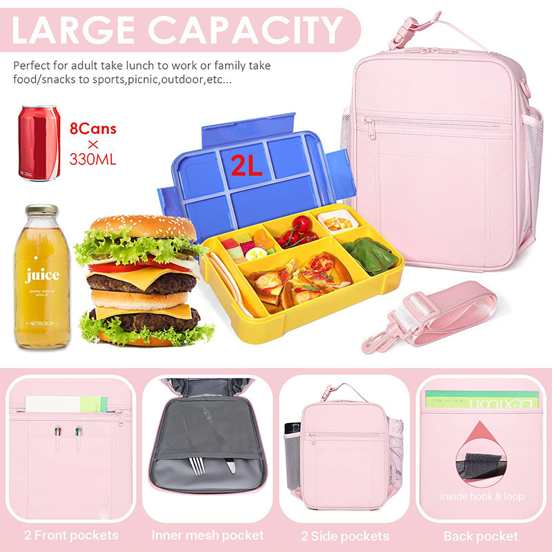 Nueva bolsa de almuerzo impermeable de nailon, bolsa de almuerzo con aislamiento térmico, caja de almuerzo, refrigerador, caja de almuerzo, caja de almuerzo, bocadillos y agua