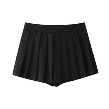 春季新款欧美女装宽褶迷你裙裤半身裙短裙S12337