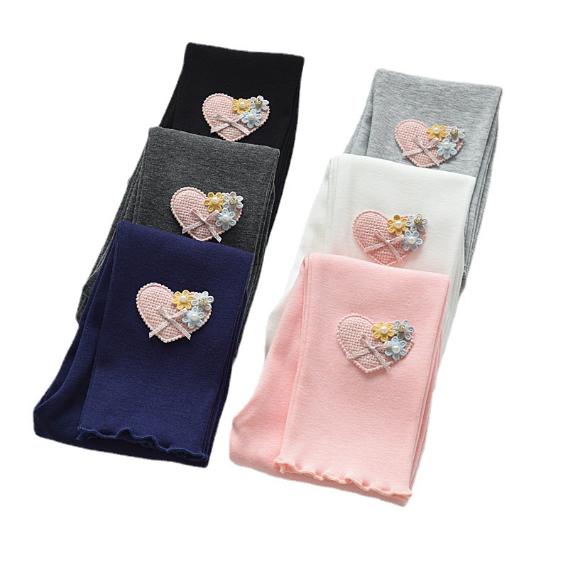 Polainas de las niñas otoño 2022 nuevos niños de la flor delgada elástica desgaste exterior del bebé niñas primavera y otoño pantalones delgados