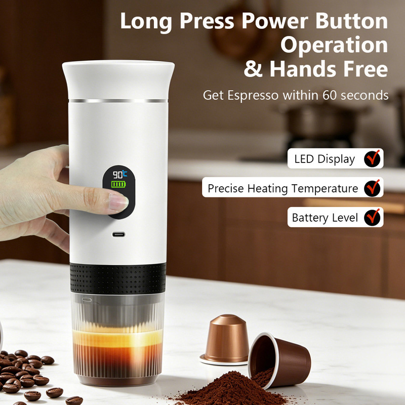 Portable Cross-Border Electric Coffee Machine with Fast Charging, Wireless, Italian and American Style Heating, 3-in-1 Capsule Coffee Machine, Small Size Portable Cross-Border Electric Coffee Machine with Fast Charging, Wireless, Italian and American Style Heating, 3-in-1 Capsule Coffee Machine, Small Size