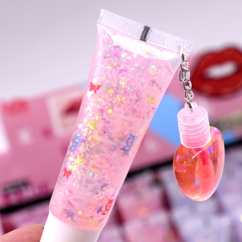 Dropship 2022 [Iman of Noble] L308 Sequins Lip Gloss plus Heart Love