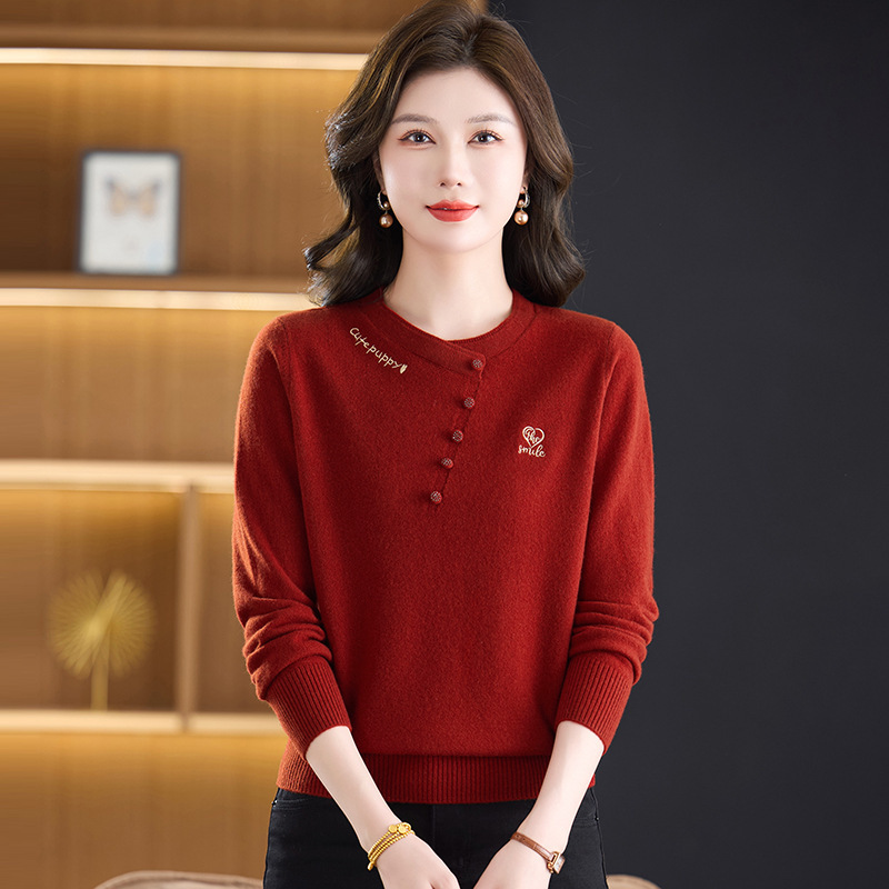 Autumn and Winter New Style Elegant Middle-Aged Mother's Clothing Sweater Woolen Sweater Women's High-End Fashion Base Layer Top Large Size