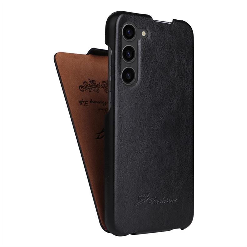 适用iPhone17 Air疯马纹上下翻盖手机皮套S26Plus保护套超薄商务