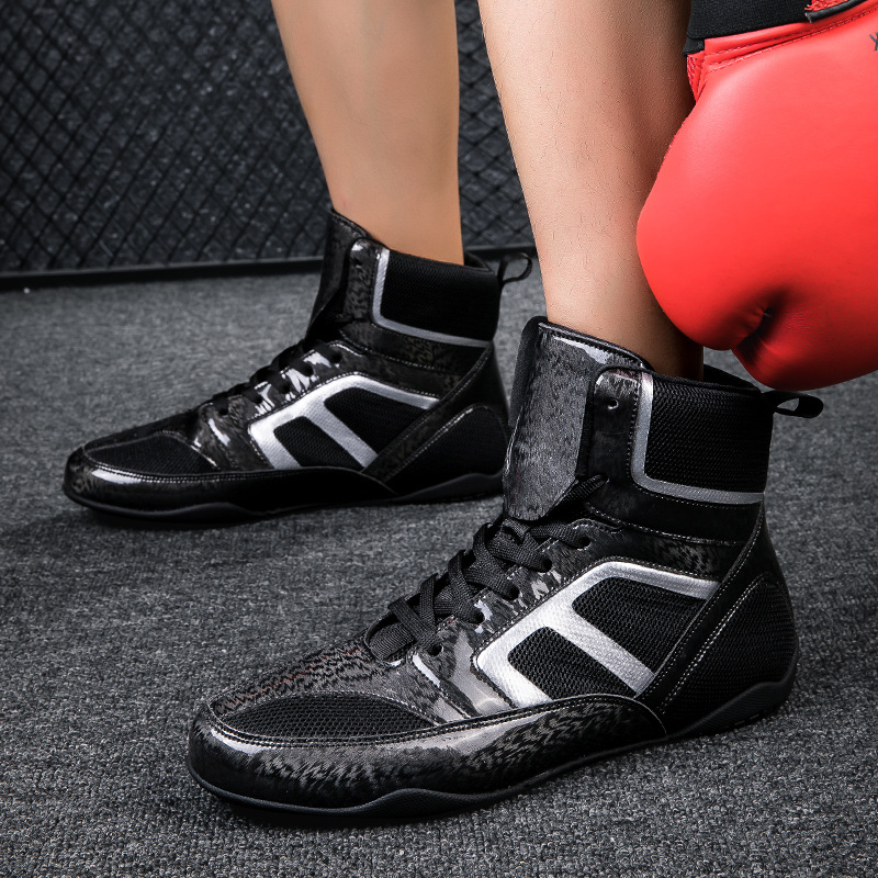Fashionable Boxing Shoes for Men, High-Top, Non-Slip, Wear-Resistant, Sports Training Wrestling Shoes, Competition Shoes
