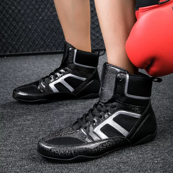 Fashionable Boxing Shoes for Men, High-Top, Non-Slip, Wear-Resistant, Sports Training Wrestling Shoes, Competition Shoes