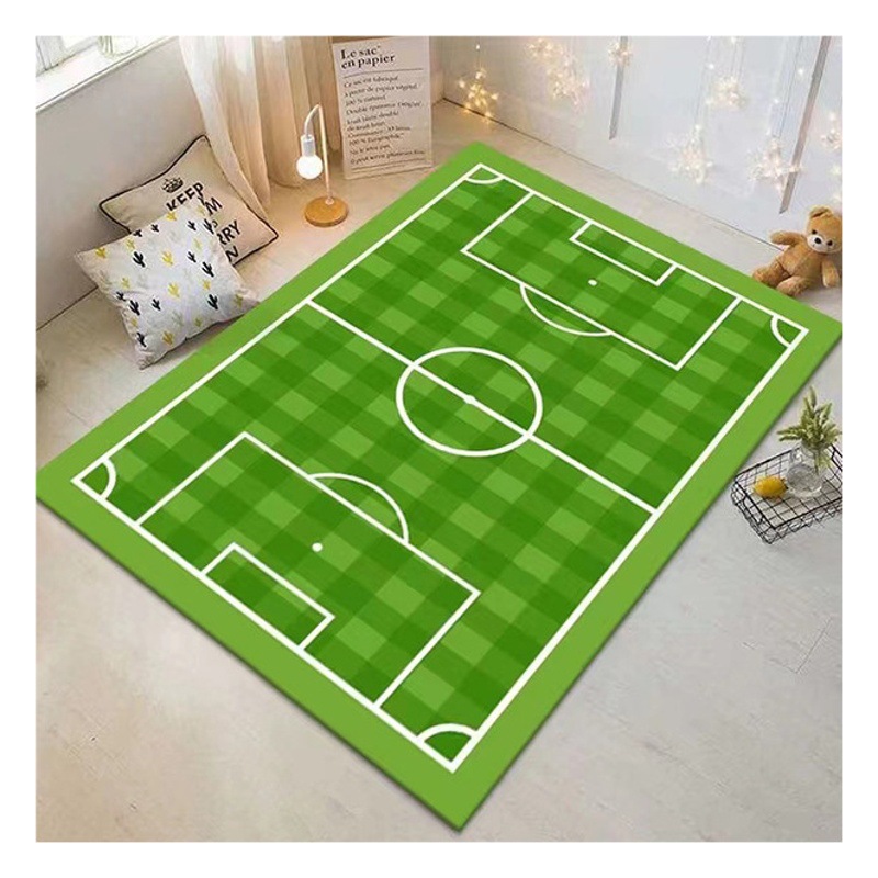 Estricta selección al por mayor transfronteriza alfombra de lana corta impresa de terciopelo de cristal alfombra de fútbol de baloncesto alfombra rectangular simple