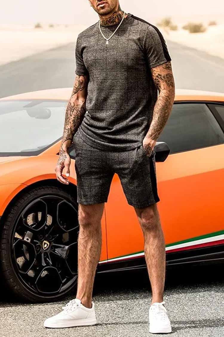 Comercio exterior transfronterizo verano nuevos hombres de manga corta impresa en 3D + traje de pantalones cortos verano deportes y ocio traje de dos piezas