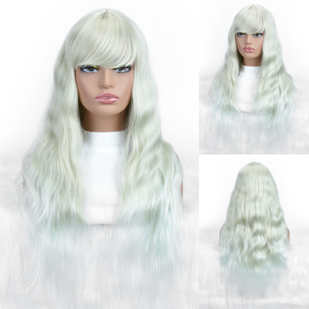 Synthetic Women's Chemical Fiber Long Style With Bangs Curly Hair Wig Full Headband Available In Multiple Colors_voghion.com