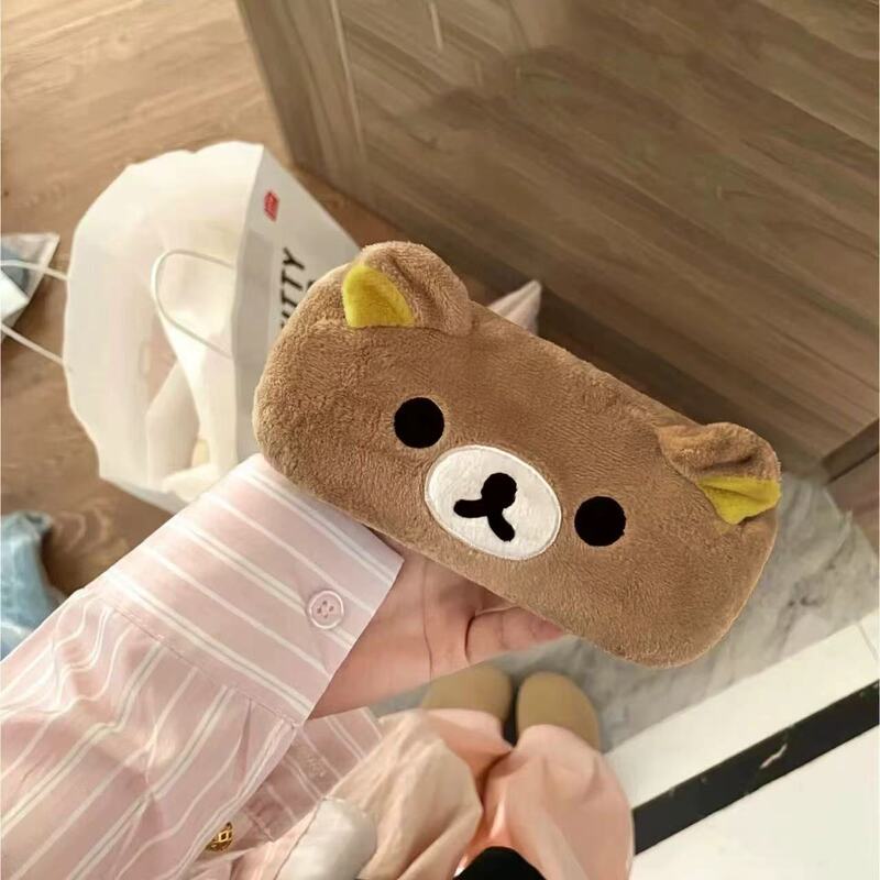 Creative Personalized Plush Glasses Box Plush Eyes Box Bear Large Capacity Sunglasses Storage Box Proximity Mirror Storage