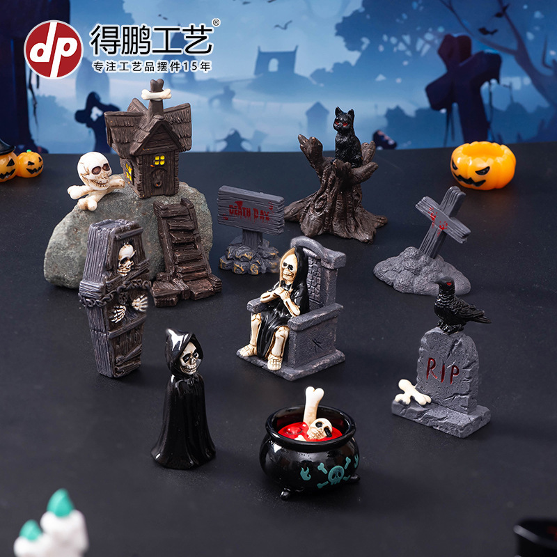 Decoraciones de Halloween cráneo Momias de Pascua Fantasmas Decoraciones de Resina Horror Decoración de Escritorio Creativa