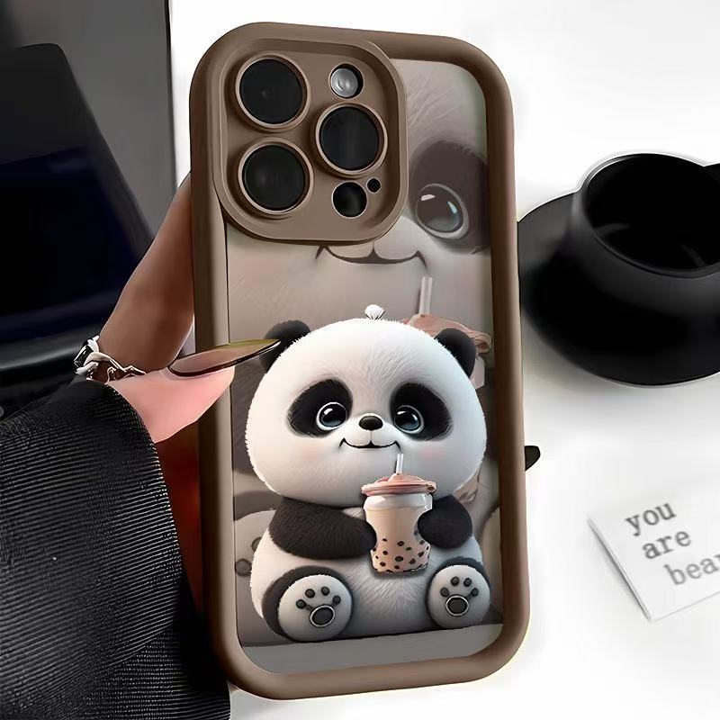 Lindo panda para Apple 16Promax funda para teléfono móvil Sky Eye Stairway Shell iPhone15/14/13 Europa y América 12
