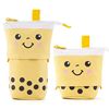 Cute milk tea, pen, telescopic pencil case, round cartoon pens holder, storage system, South Korea