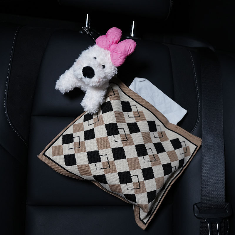 Biqi Bixing – Car tissue box/set Box Doll Creative - orange-white-spots-red-west-highland