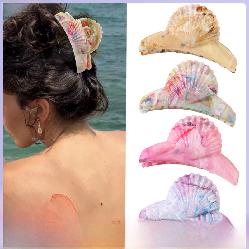 Grenzüberschreitender neuer ABS-Essigsäureschalen-Greifclip Hochwertiger Nischen-Marmor-Rückenkopf-Haifischclip-Kopfbedeckung_voghion.com